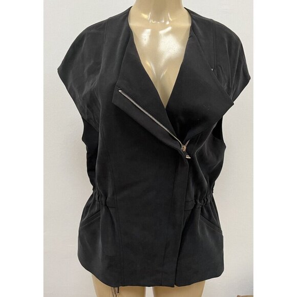 Vince black elastic waist zip up vest size l chic and stylish - Picture 2 of 7